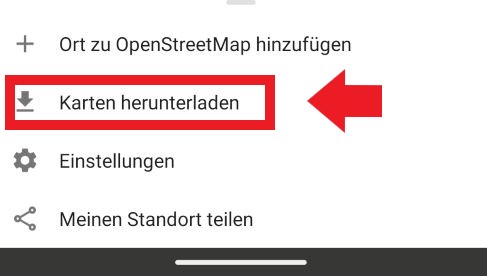 Menü zum Karten herunterladen in Organic Maps.