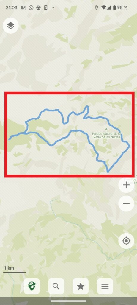 Anzeige des GPS-Tracks in der Hauptkarte von Organic Maps.