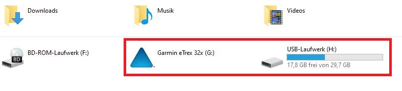 Garmin-GPS-Gerät am Computer im Datei-Explorer öffnen.