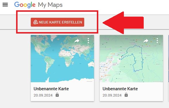 Google My Maps öffnen und Karte erstellen.