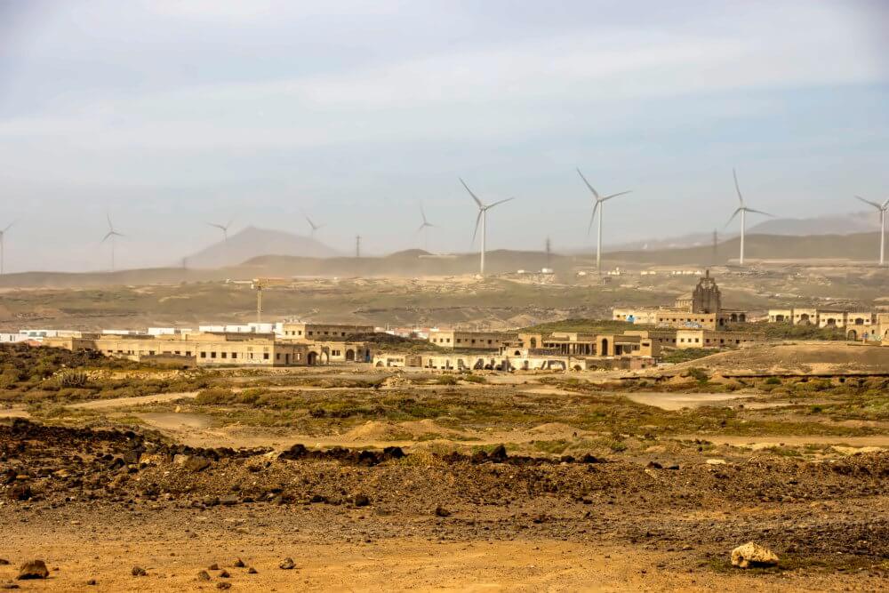 Teneriffa Geisterstadt Abades Ansicht von Weitem.