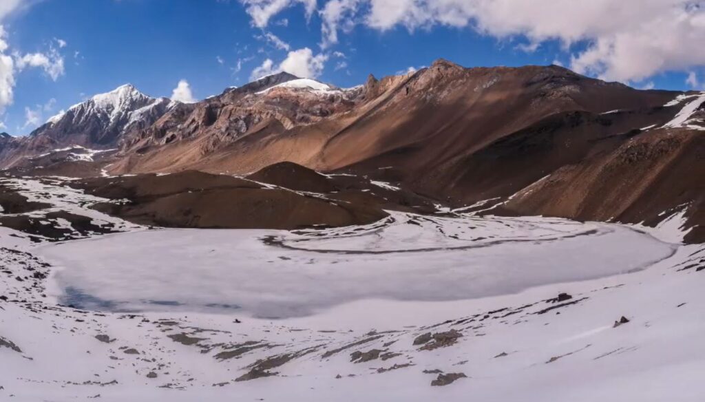Frozen Moon Lake above Khangsar.