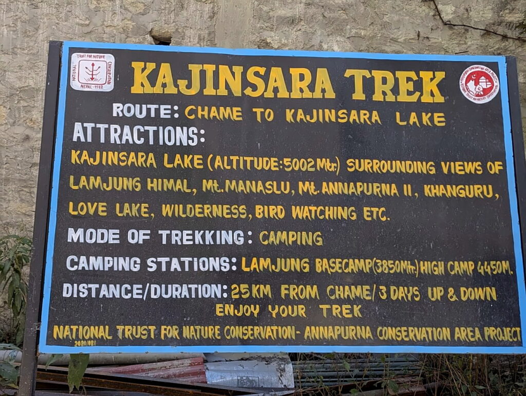 Signboard of Kajinsara Trek.