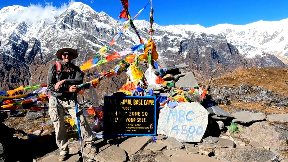 Trekker am Mardi Himal Basecamp