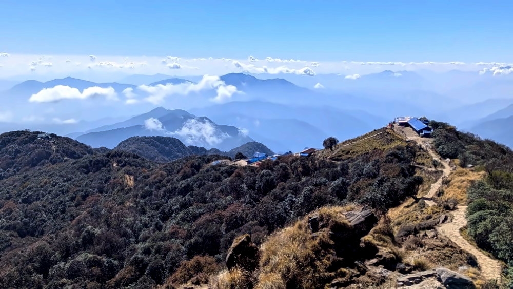 Blick über den Mardi Himal Trek mit Lodges