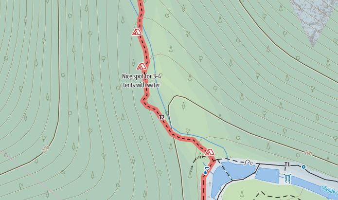 Karte mit Zeltplätzen in Outdoor-Navigations-App