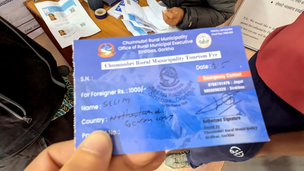 Lokales Permit für den Manaslu Circuit.